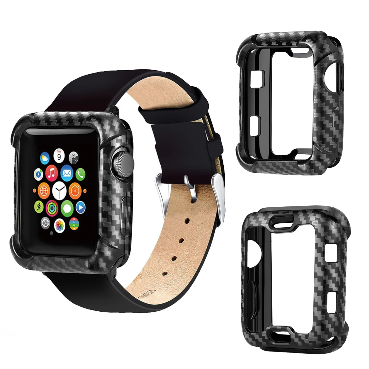 Watch Case Cover For Apple Watch 38mm 40mm 42mm 44mm Carbon Anti-fall Protective Bumper For Apple iWatch Series 2 3 4 Shell