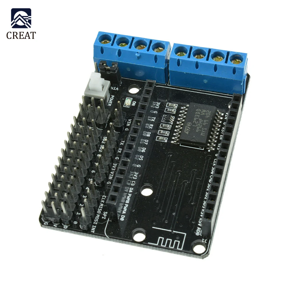 Módulo de puente en H de alta potencia Dual para Arduino, NodeMcu placa protectora de controlador de Motor, WIFI inalámbrico, L293D, L293, ESP8266, ESP-12E