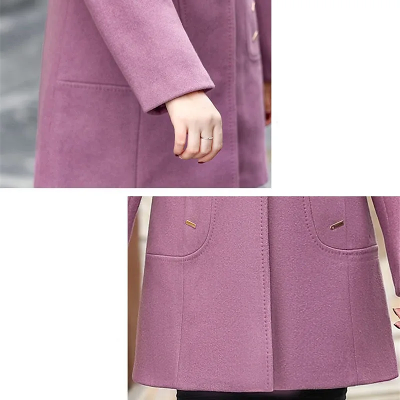 Winter Woolen Coat Mid-Length Thickened With Cotton Western-Style Middle-Aged Elderly Women Autumn Winter Woolen Jacket M327