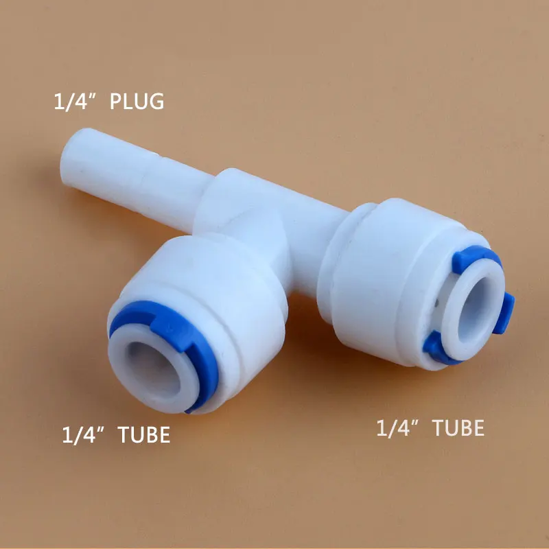 1/4 ''PE Quick Connect 1/4'' ด้านข้างBolt Tee 7011ท่อ3 Way Hard Plug Joint 6.5MM Aquarium ROระบบReverse Osmosis