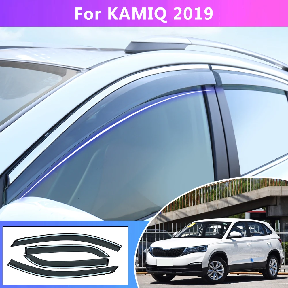 4PCS Car Window Sun Visor For Skoda Octavia/Fabia/Superb/Rapid Spaceback/KODIAQ/KAROQ/KAMIQ Window Deflectors Car Accessories