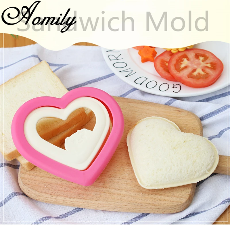 Amoliy Sandwich Mold Toast Cutter Heart Shape DIY Sandwich Bread Maker Cake Fondant Embossing Cutter Chocolate Baking Tools