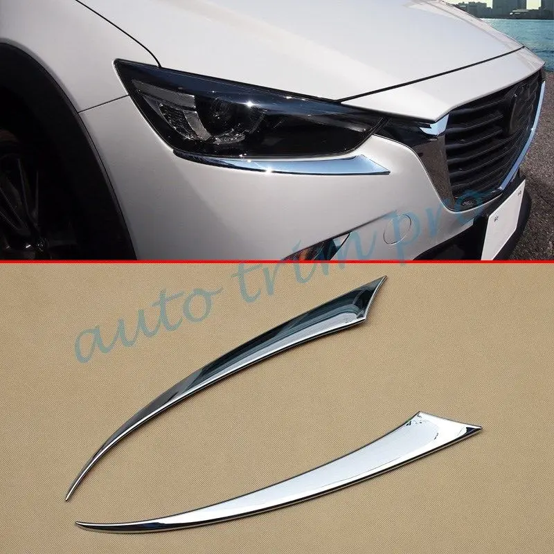 

Chrome Head Front Light Lamp Eyebrow Cover Strip Trim For Mazda CX-3 2016 2017 2018 2019 2020 2021 CX3 Accessories