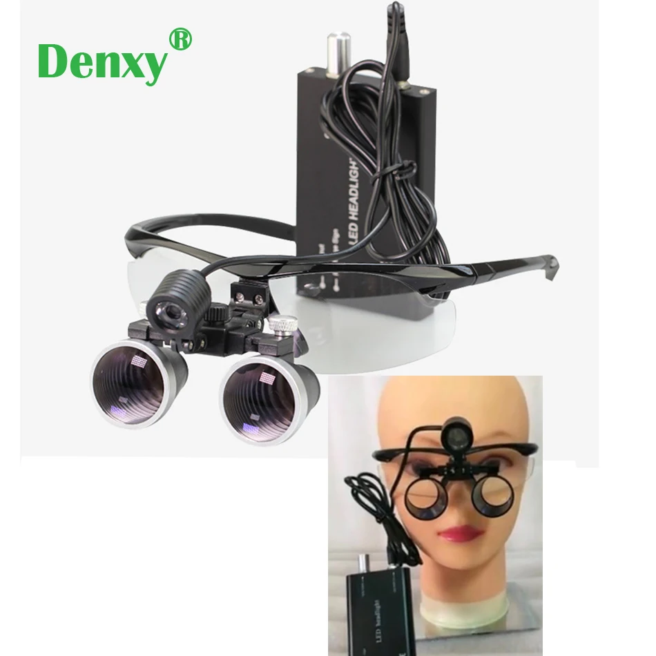 1set Dental Magnification Binocular Dental Loupe Surgery Surgical Magnifier with Headlight LED Light Medical Operation Loupe