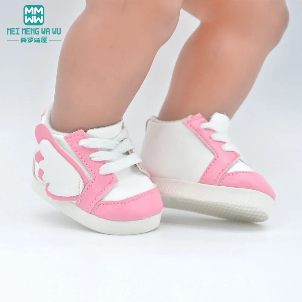 Mini zapatillas blancas para bebé de 7cm, zapatos para muñecas que se ajustan a 43 cm, accesorios para muñecas recién nacidas y muñecas americanas