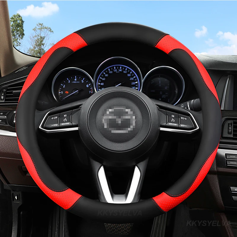 PU Leather Sport Car Steering Wheel Cover for Mazda CX-3 CX-4 CX-5 CX-7 CX-9 Anti-Slip Funda Volante Auto Accessories