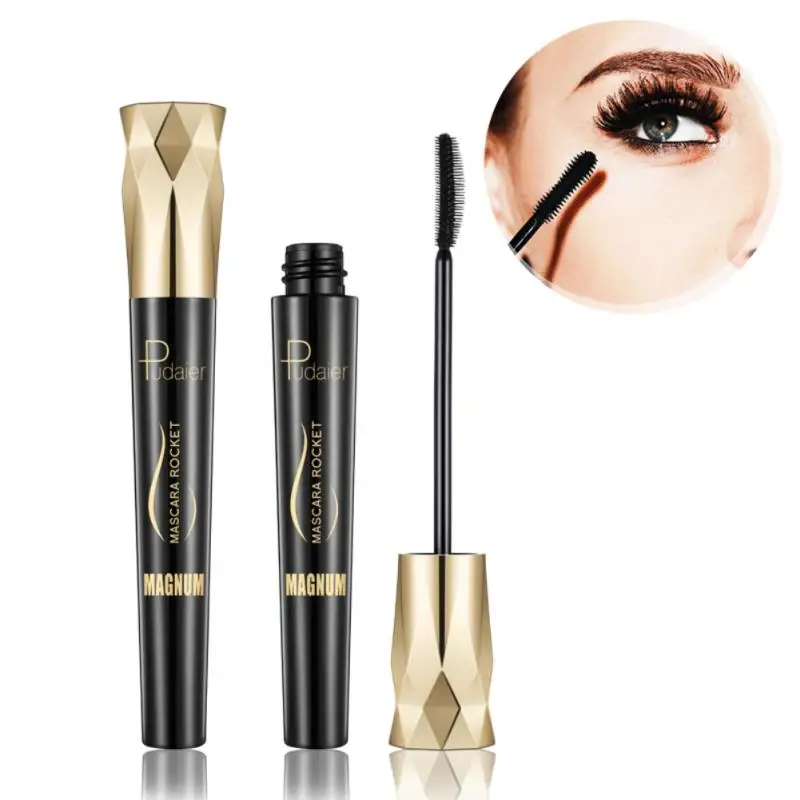 Pudaier 4D Quick Dry Black Curling Lengthening Thick Mascara Long lasting Waterproof Eyelash Extension Curler Makeup Tool TSLM1