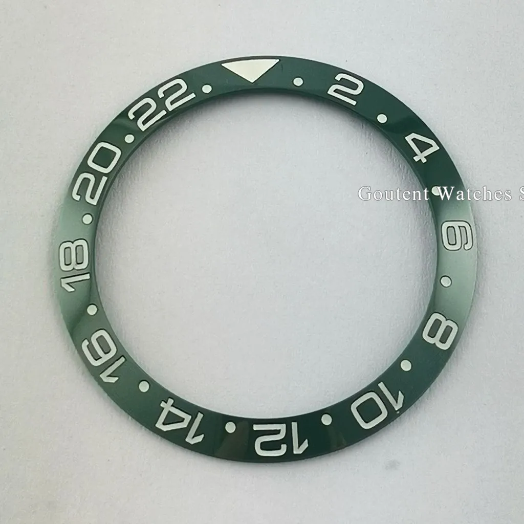 38mm Super Luminous Watch Bezel Insert Black/blue/green Ceramic Bezel Insert Watch Parts Fits For 40mm GMT Watches