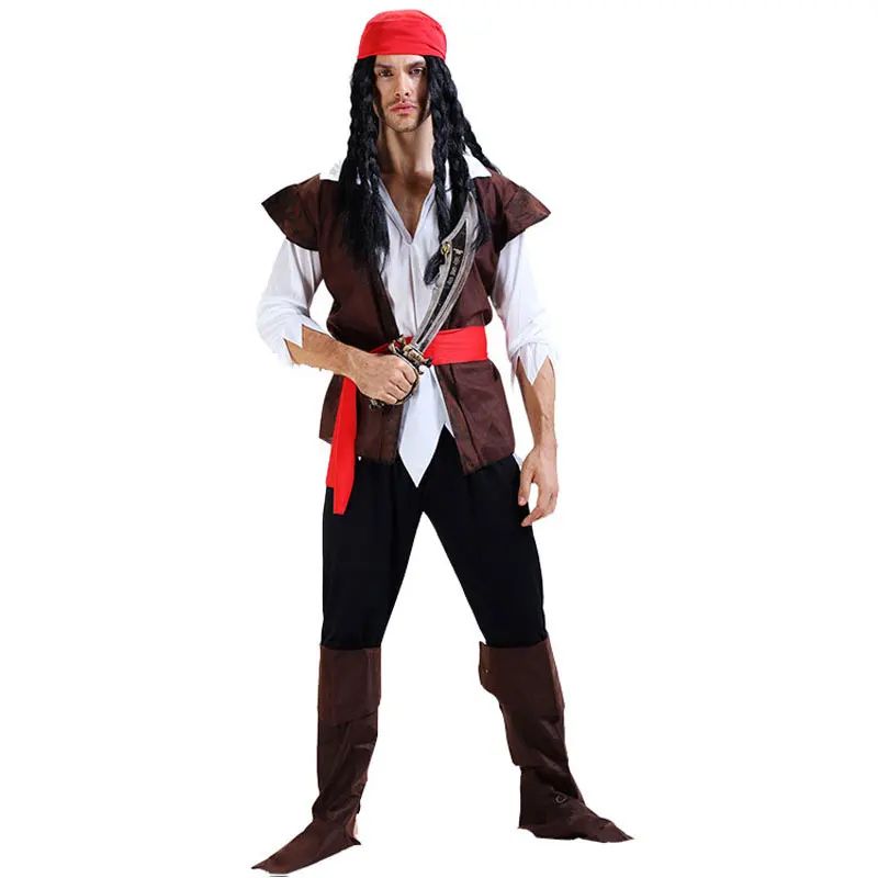 Men's Buccaneer Pirate Captain Costume Halloween Party Carnival Mardi Gras Fantasia Cosplay Umorden