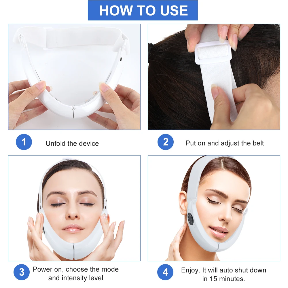 Masajeador Facial EMS, cinturón adelgazante, terapia de fotones LED, dispositivo de vibración para levantar la barbilla, celulitis, mandíbula, máquina de estiramiento Facial