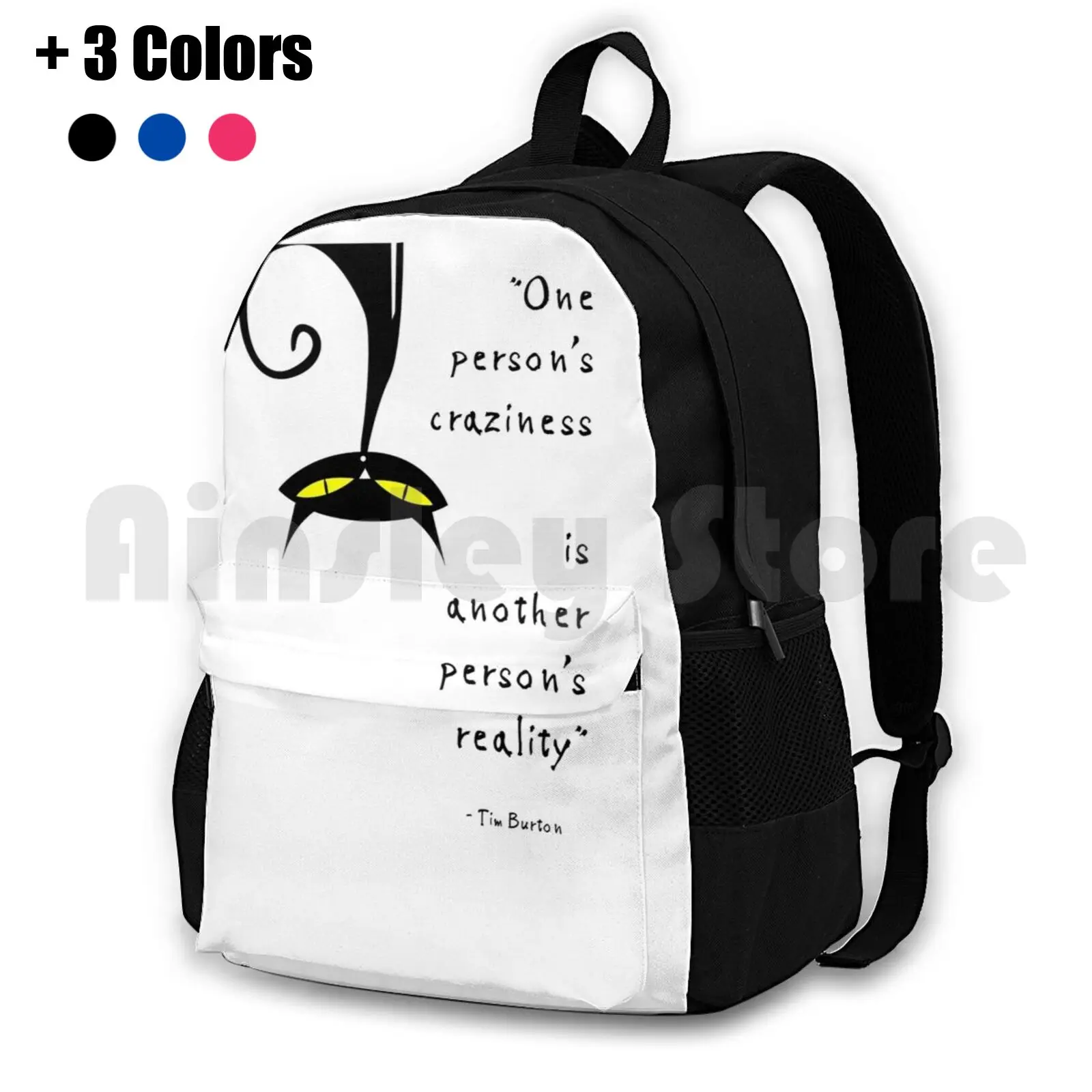 Tim Burton Gifts Outdoor Hiking Backpack Riding Climbing Sports Bag Tim Burton Cat Cats Kitty Kitten Yellow Black Person Crazy