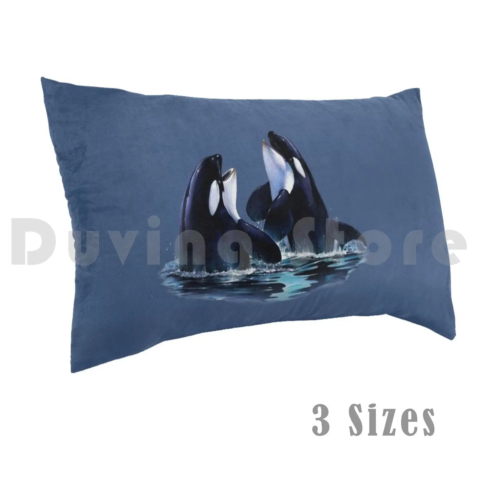 Orca Duo Pillow Case Printed 50x75 Orca Orca Whale Killer Whale Whale Laughing Realistic Colored Pencil