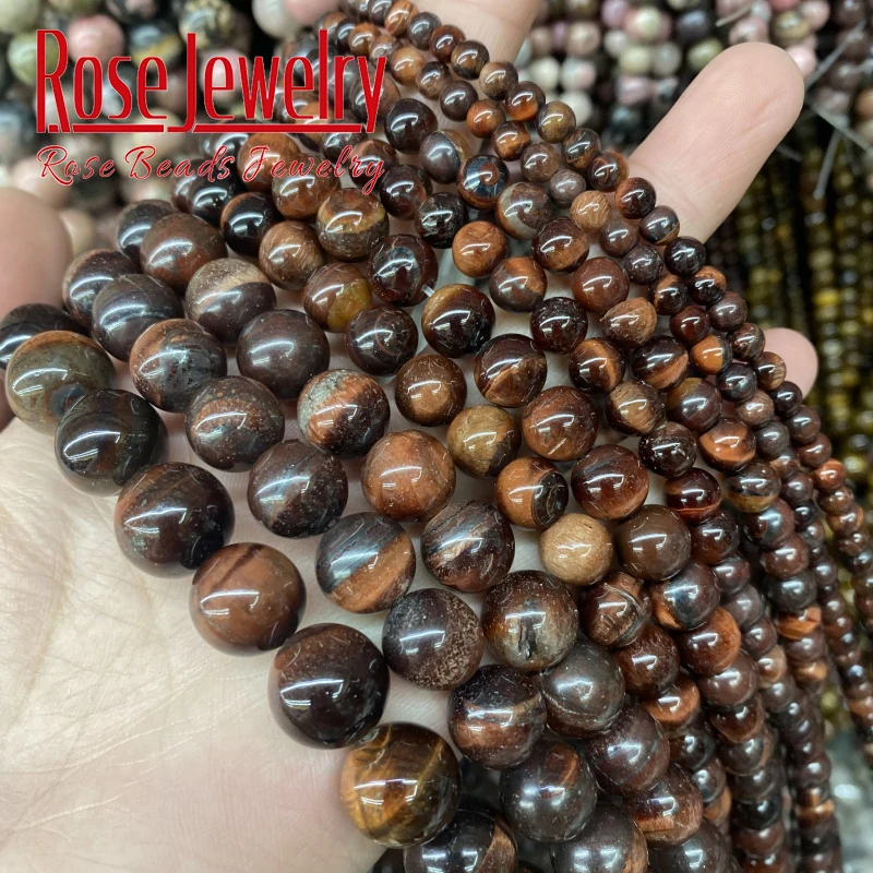 Natural Stone Beads Red Tiger Eye Round Loose Spacer Beads 4 6 8 10 12 14 MM For Jewelry Making DIY Bracelets Accessories 15\