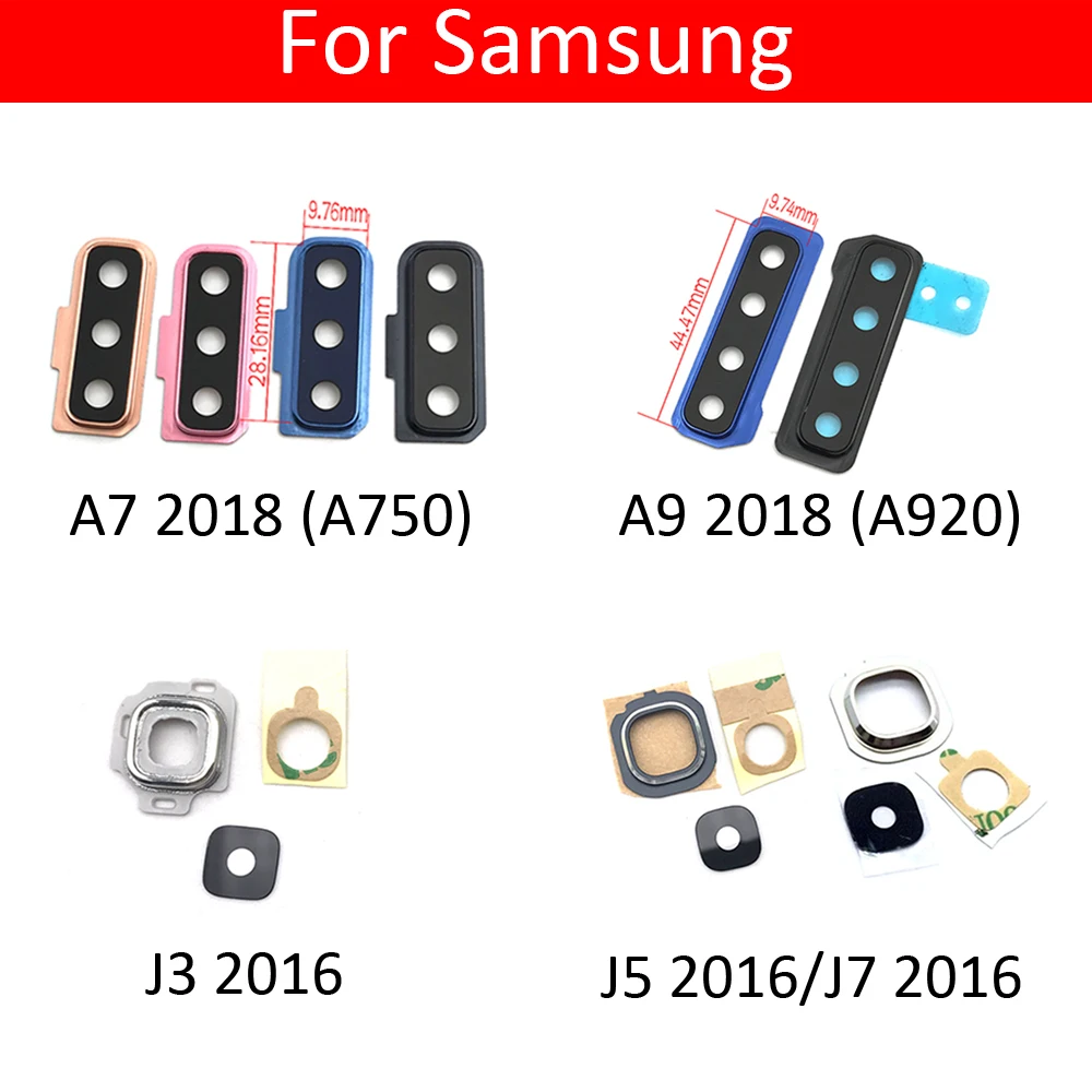 New Rear Camera Glass Lens Cover With Frame Holder For Samsung J3 J5 J7 2016 / A7 A9 2018 A750 A920 Replacement Parts Tools