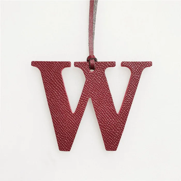 Leather English Letters Charm W Character Bag Pendant