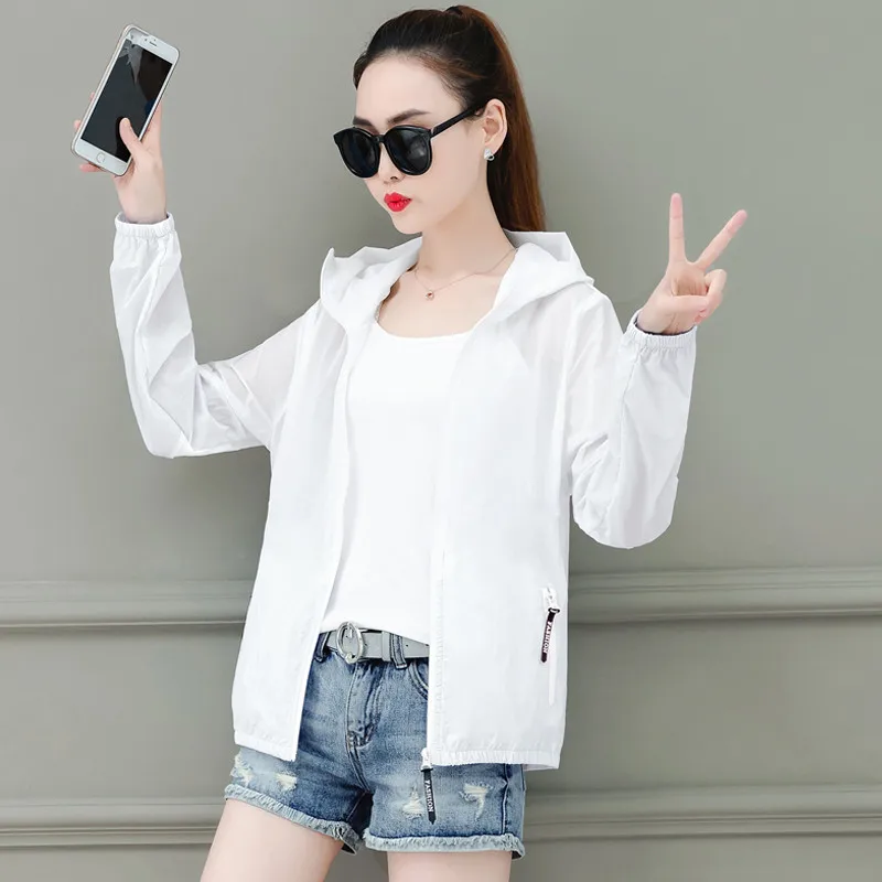 Uhytgf Elegante Womens Big Size Tops Anti-Uv Ademende Zomer Zon Kleding Mode Hooded Leuke Meisje Dunne Jas 1567