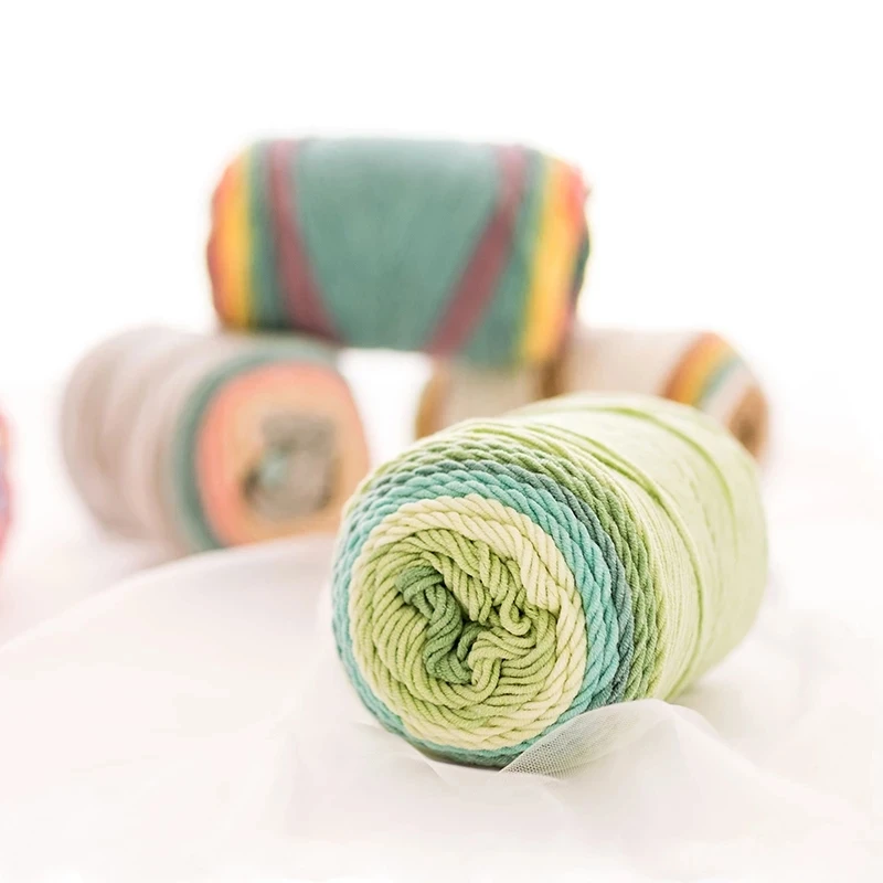 100g/Ball Rainbow Cotton Yarn Segment Dyeing 5 Strands of Thick Algodon Line DIY Knitting Crochet Sweater Scarf Blanket