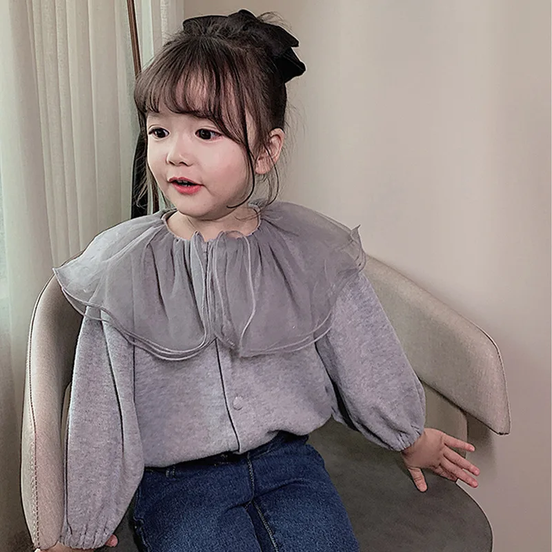 Girls Cardigan Jackets 2022 Fall Winter New Baby Cute Sweet Girls Clothing  Kids Children Top Lace Lapel Jacket For Girls Autumn