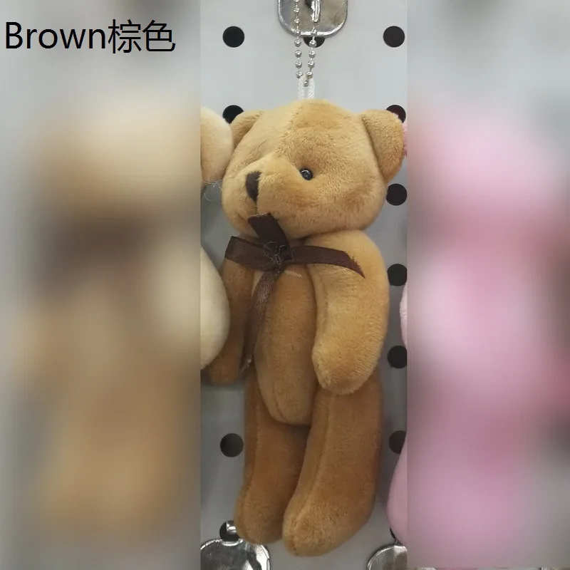 Poupée ours mignon 13CM, pendentif de téléphone portable, matériel de Bouquet de dessin animé, robe de mariage, jouet en peluche, animaux en peluche