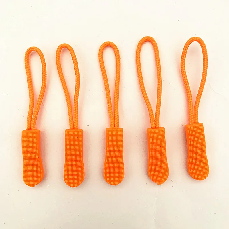 10pcs Orange zipper PU zipper handle injection zipper PCV Drawstring head