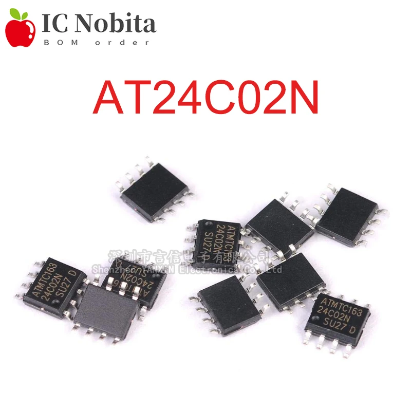 10PCS AT24C02 SOP 24C02 SOP8 AT24C02N AT24C02BN-SH-T SOP-8 AT24C02-10TU-2.7 EEPROM Memory SMD IC New