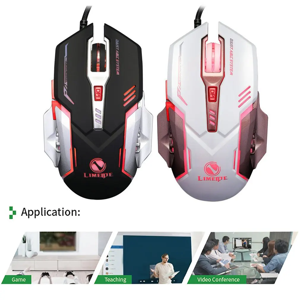 Gaming Mouse 1000DPI Adjustable Silent Mouse Optical LED USB Wired Computer Mouse Notebook Game Mice for Gamer Home Office