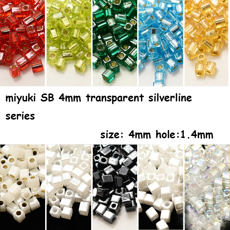 Japanese  Miyuki  SB Square Beads 4mm 18-Color Transparent Silverine Color Series 5G DIY Beads