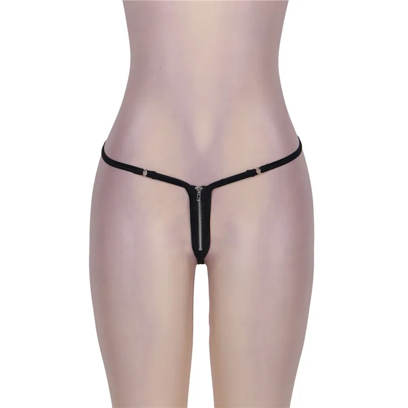 Comeondear-Culotte de lingerie noire 7.0, avec fermeture éclair sur le devant, grande taille, tanga sexy, micro string en T