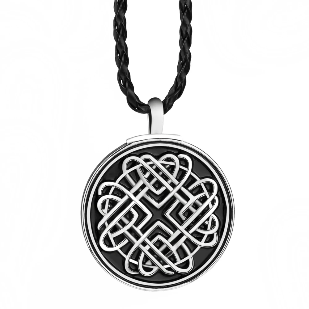 Celtic Infinite Heart Knot Amulet Mens Boys Pewter Pendant with 24