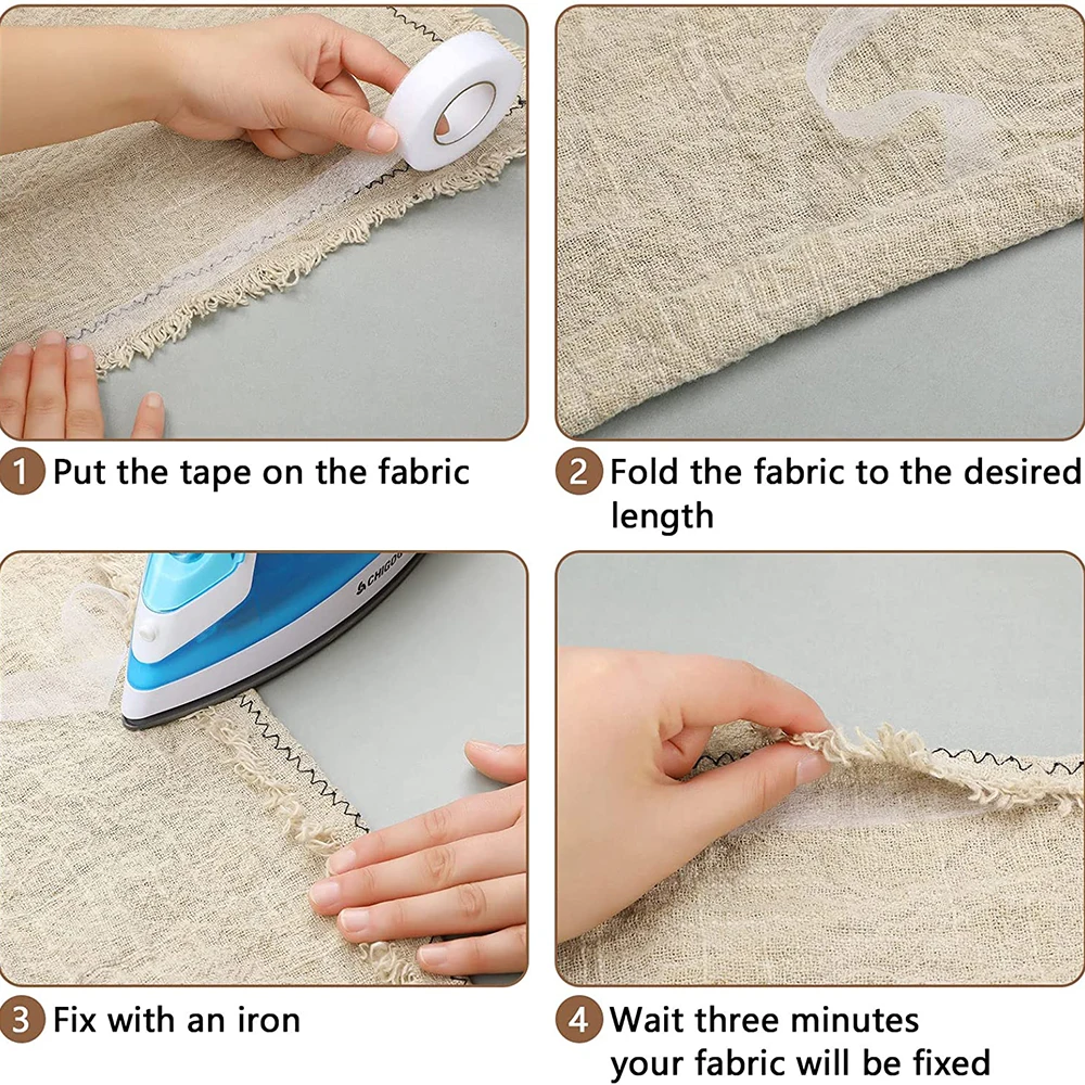 50M Double Side Fabric Fusing Tape Hem Tape No Sew Hemming Tape Iron-on Tape Adhesive for Pants Dresses Clothing Accessories