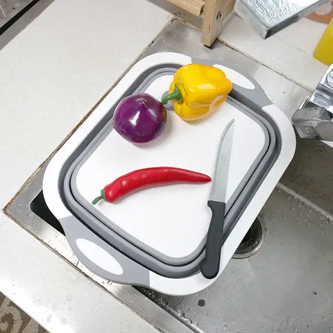 Foldable Kitchen Cutting Board with Colanders