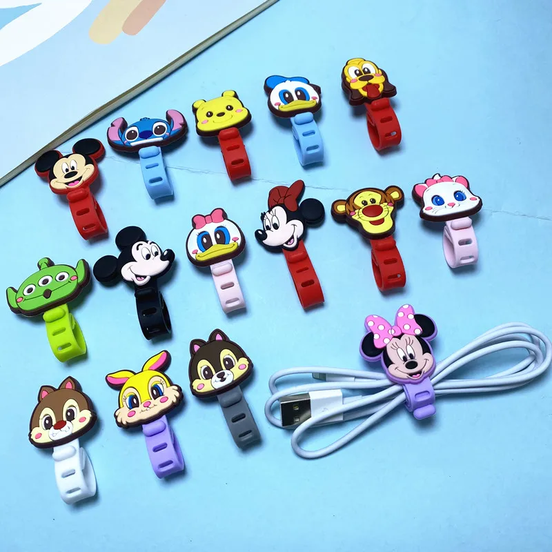 1Pcs Cartoon Disney Headphone Earphone Cable Wire Organizer Cord Holder USB Charger Cable Winder For iPhone Android Data Line