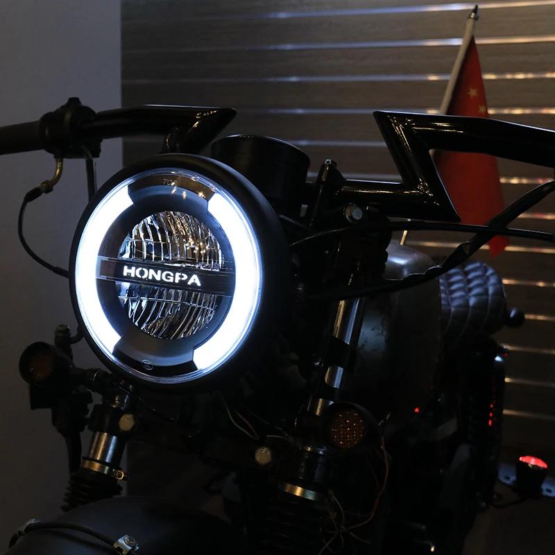 

Motorcycle 7 Inch Headlamp led With Turn Signal Lights Scooter 7" Retro Black Headlight Motor Head Lamp Moto DC 12V Front Light