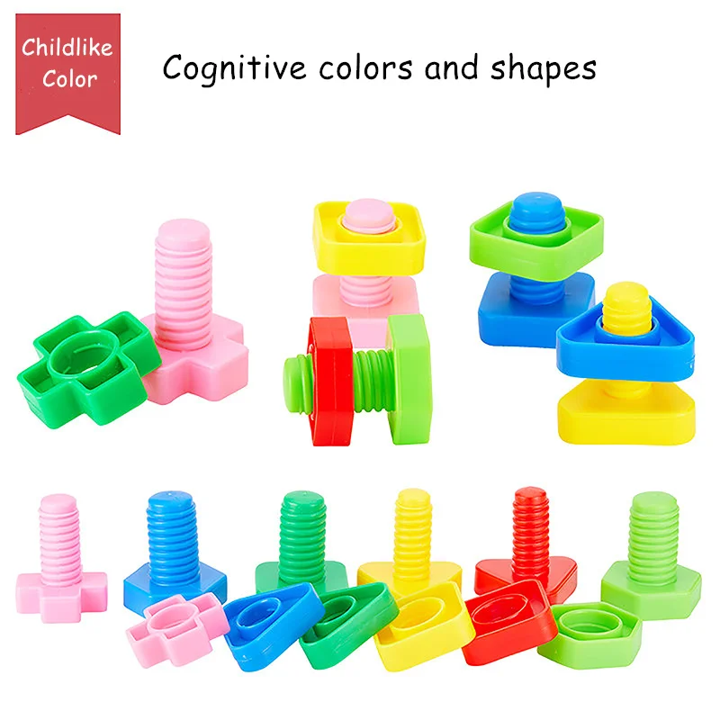 Large Screw Toy Big Screws Set Color Shapes Match Game 4x5cm Bigger Screws For Baby Kids Assembly Toys Educational Games Blocks