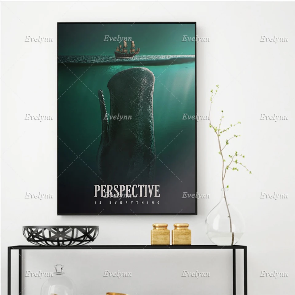 Canvas Print Painting Whale Wall Art Poster Seabed Modular Marine Life Home Decor Perspective Picture Living Room Floating Frame