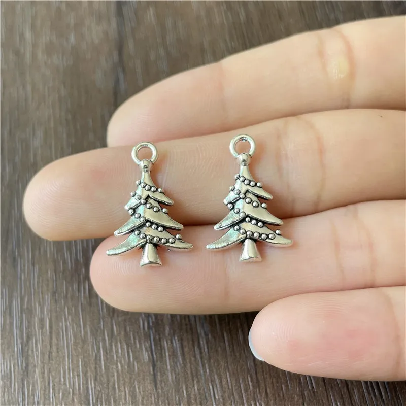 Charms Christmas Tree Holiday Metal Pendant for Jewelry Making DIY Bracelet Necklace Accessories Celebration