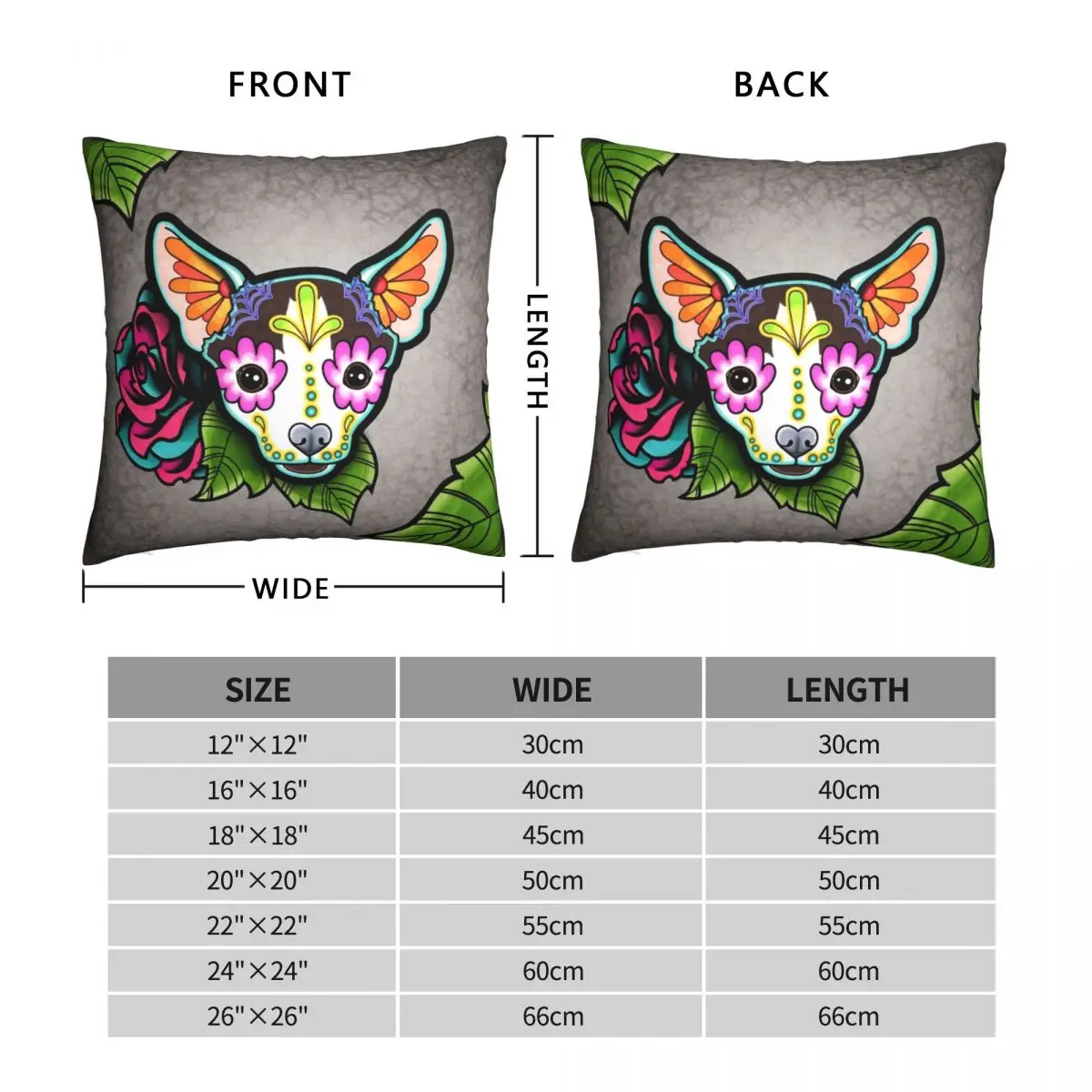 Day Of The Dead Chihuahua Pillowcase Polyester Linen Velvet Creative Zip Decor Throw Pillow Case Room Cushion Cover 18