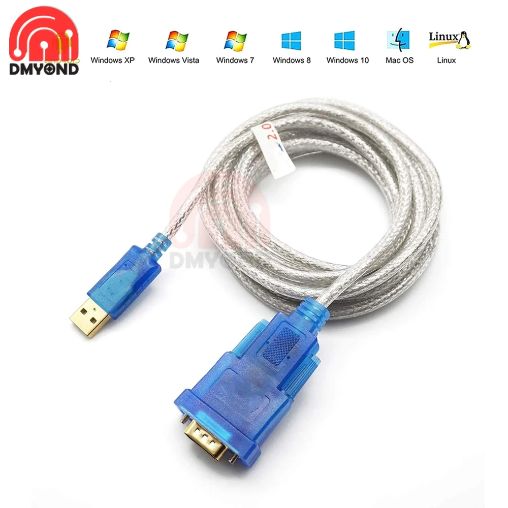 80cm USB to Serial Cable USB 2.0 to Serial RS-232 DB9 9 Pin COM Adapter Converter Cable CH340 Chipset USB To RS232 Support WIN10