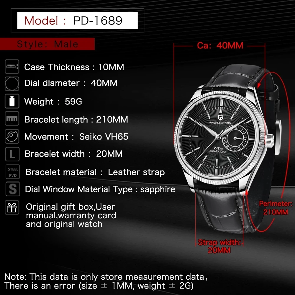 2021 New PAGANI DESIGN Top Brand Men's Quartz Watches Sapphire 40mm Automatic Watches Sports Waterproof Men Watch Reloj Hombre