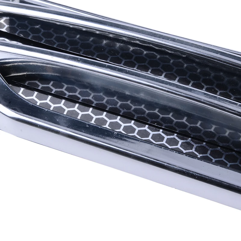 Rhyming 2Pcs Car Side Fender Vent Sticker Air Flow Spoiler Racing Intake Grille Trim Chrome Decorative Automobile Accessories