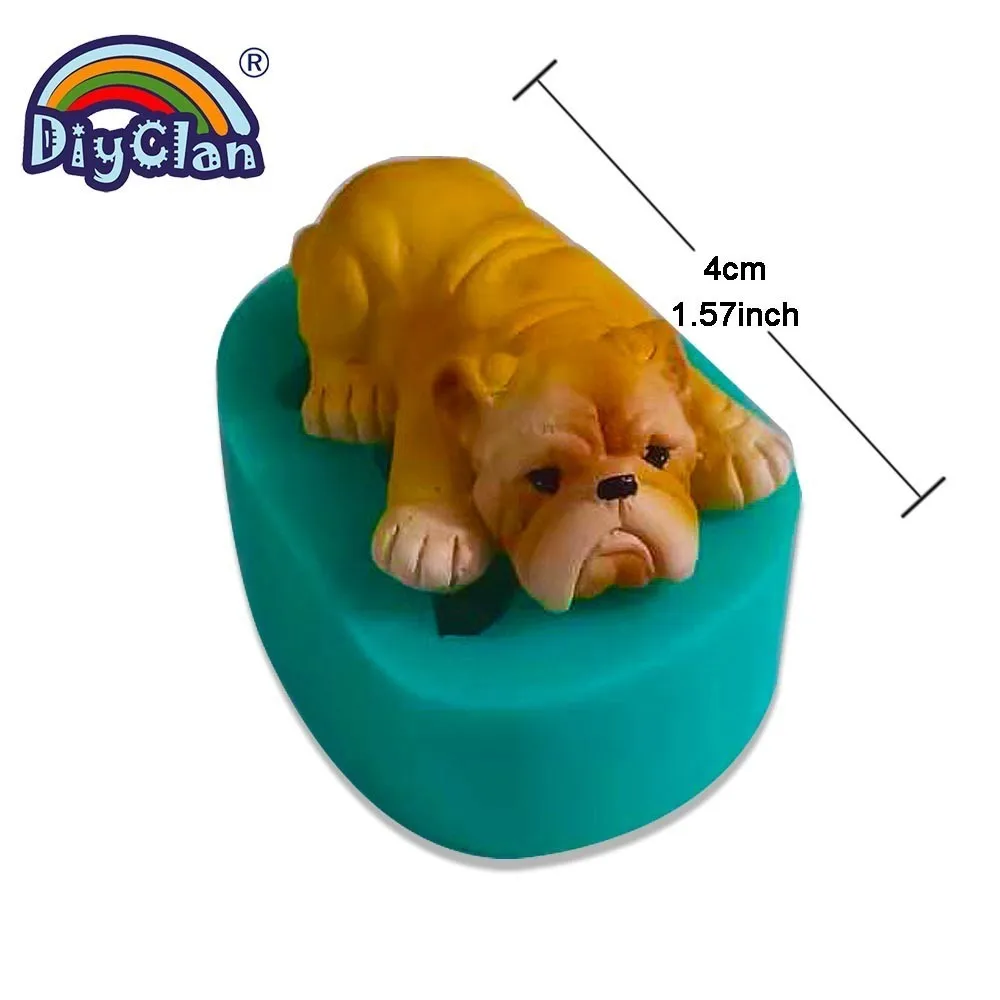 Mini Bulldog Silicone Mold Chocolate Cake Decorating Tools Dog Animal Theme Candle Soap Mould Plaster Cement Polymer Clay Form