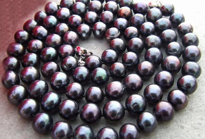 New Natural 10mm black colors freshwater pearl necklace magnet clasp Jewelry 80cm 125cm 30inch 50inch