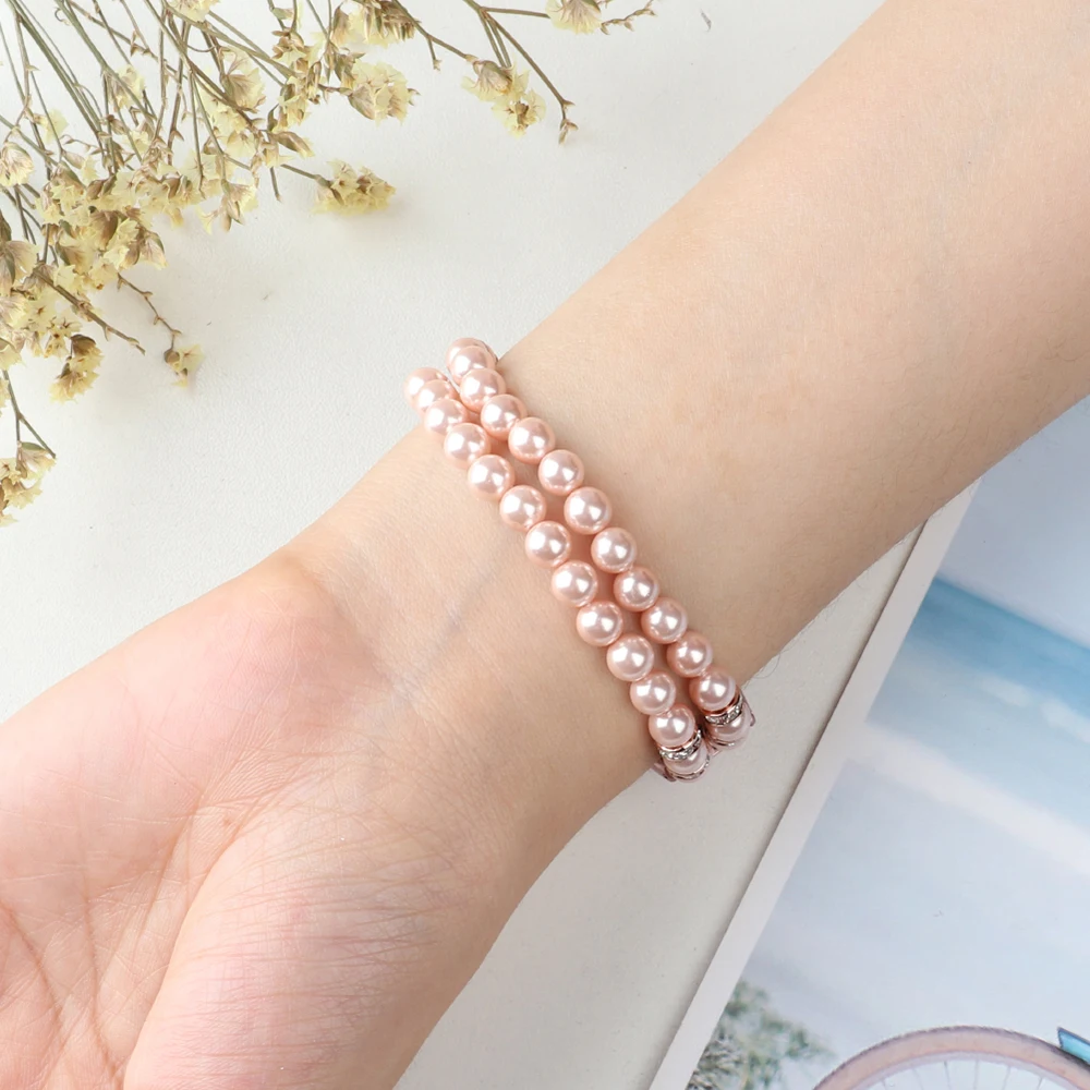 Mi6 Luxury Bracelet for Xiaomi Mi Band 8 7 6 5 4 3 Wristband Straps Mi7 Women MiBand Accessories Watch Strap Beaded Pearl White