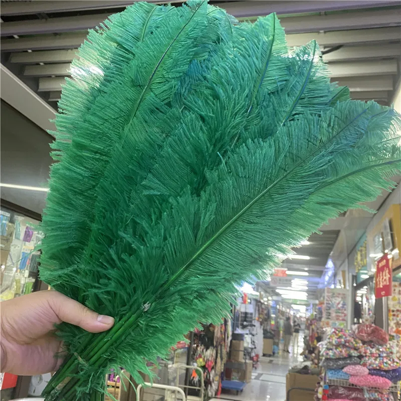 

50pcs/lot High Quality Dark Green Ostrich Feather 40-45cm/16-18inch Craft Wedding for Christmas Carnival Feathers for Crafts