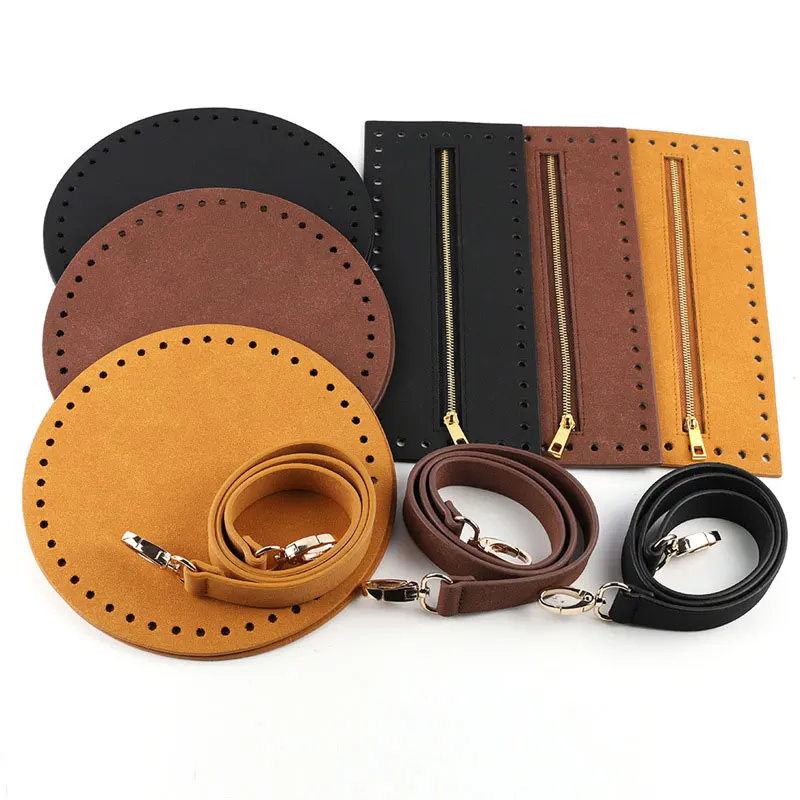 4pcs/set DIY Handmade Handbag Bag Strap Hardware Package Accessories Round PU Leather Crossbody Bags Strap Fashion Shoulder Bag