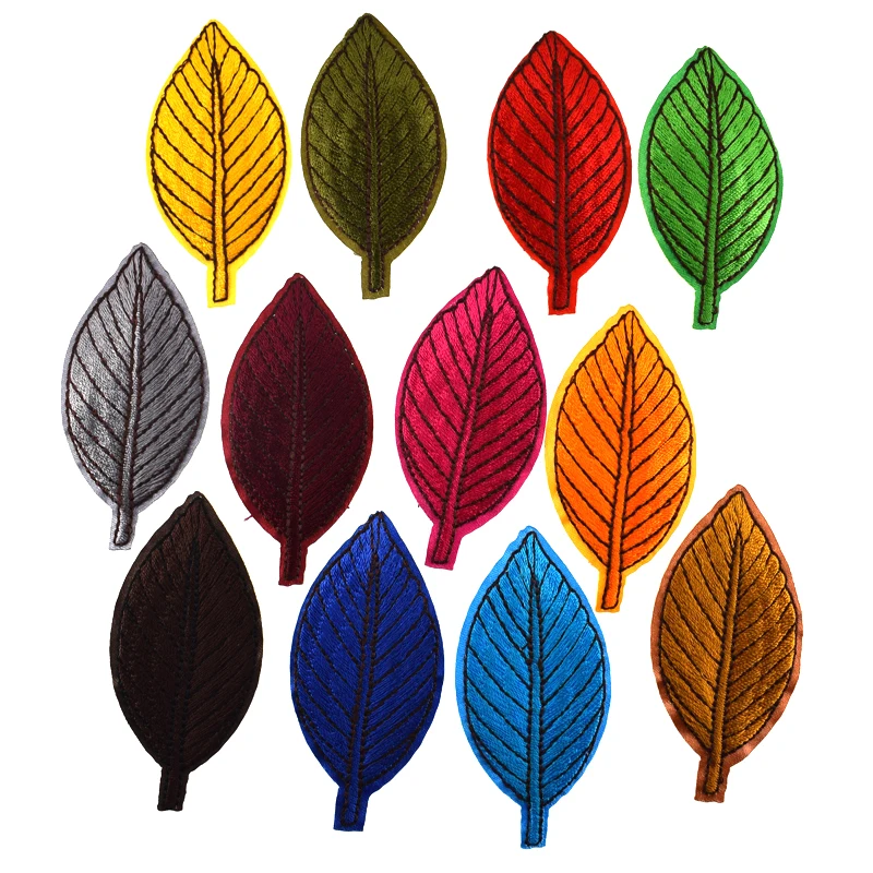 5Pcs Beautiful Leaf Embroidered patches for clothes Iron on applique sticker DIY Badges decorative accessories