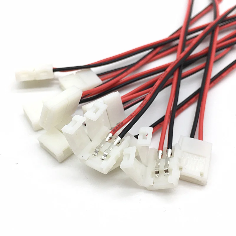 10/20/50/100pcs Led Connectors 2PIN  8mm 10mm Single NotWaterproof Connectors Free Soldering for 3528/5050/5630 Led Strip