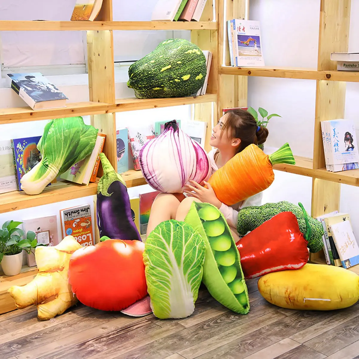 Almohada de juguete de peluche de frutas y verduras en 3D, cojín de patata de fresa Linda creativa, divertido regalo de cumpleaños de Navidad para niños