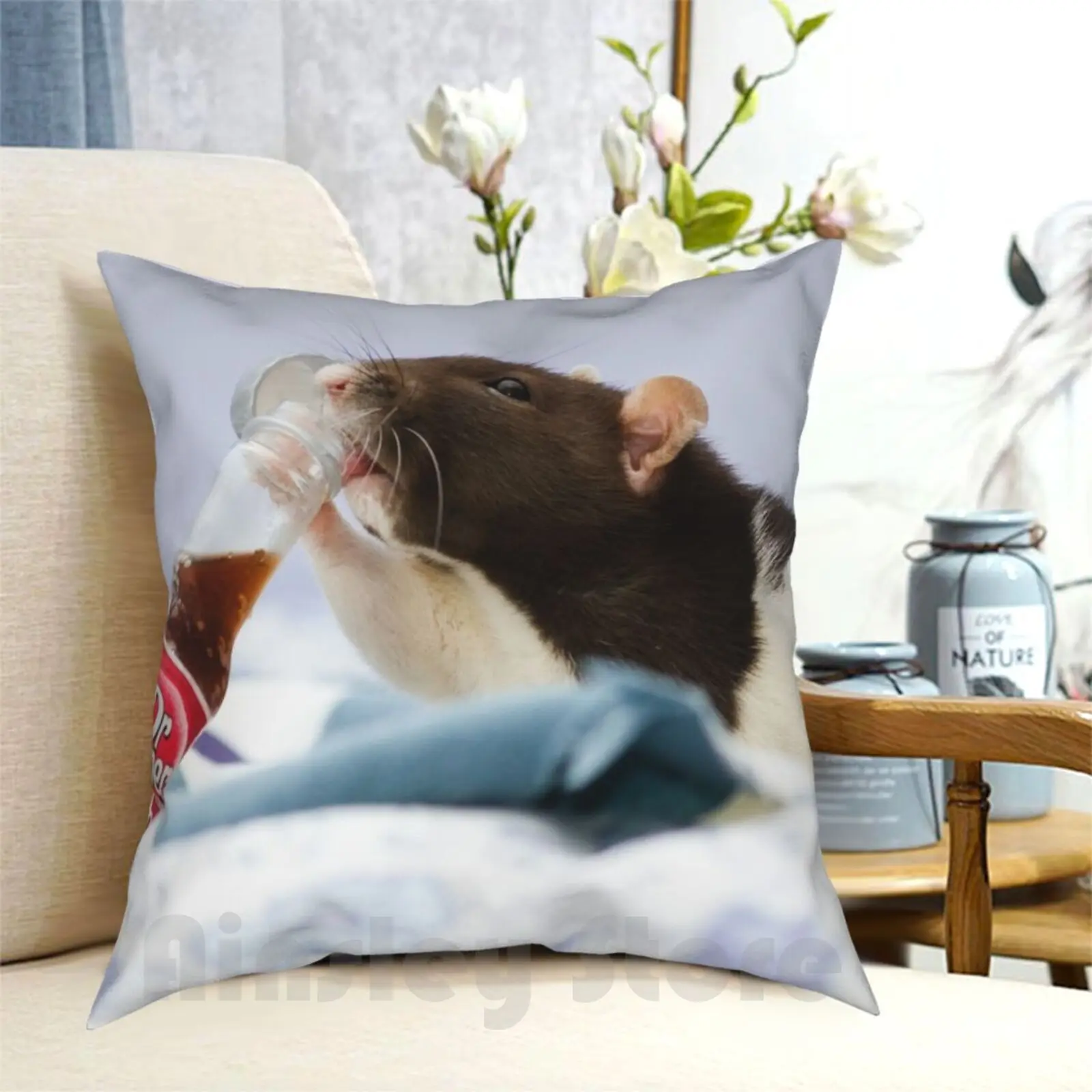 Dr Pepper Pillow Case Printed Home Soft Throw Pillow Rat Dr Pepper Soda Drink Pet Cute Animals