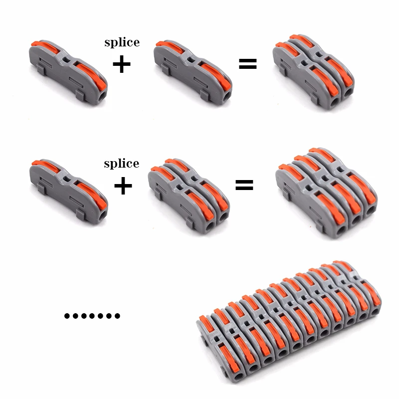 Wire Connector 222-412 2 Pin Splicing Terminal Blocks Led Strip Lighting Electric Quick Connectors Mini Conductor Rail Conector